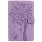 For Galaxy Tab A 8.0 & S Pen (2019) Pressed Printing Cat and Tree Pattern Horizontal Flip Leather Case with Holder & Card Slots & Wallet(Purple) - 1