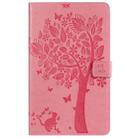 For Galaxy Tab A 8.0 (2019) T295/T290 Pressed Printing Cat and Tree Pattern Horizontal Flip Leather Case with Holder & Card Slots & Wallet(Pink) - 1