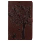 For Galaxy Tab A 10.1 (2019) Pressed Printing Cat and Tree Pattern Horizontal Flip Leather Case with Holder & Card Slots & Wallet(Brown) - 1