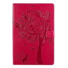 For Galaxy Tab S5e Pressed Printing Cat and Tree Pattern Horizontal Flip Leather Case with Holder & Card Slots & Wallet(Rose Red) - 1