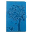For Galaxy Tab S5e Pressed Printing Cat and Tree Pattern Horizontal Flip Leather Case with Holder & Card Slots & Wallet(Blue) - 1