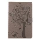 For Galaxy Tab S5e Pressed Printing Cat and Tree Pattern Horizontal Flip Leather Case with Holder & Card Slots & Wallet(Grey) - 1