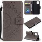 For iPhone 13 mini Totem Flower Embossed Horizontal Flip TPU + PU Leather Case with Holder & Card Slots & Wallet (Grey) - 1