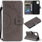 For iPhone 13 Totem Flower Embossed Horizontal Flip TPU + PU Leather Case with Holder & Card Slots & Wallet(Grey) - 1