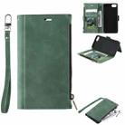 For iPhone SE 2022 / SE 2020 / 8 / 7 Side Zipper Back Card Horizontal Flip PU Leather Case with Card Slots & Wallet & Photo Frame & Lanyard(Green) - 1