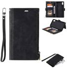 For iPhone X / XS Side Zipper Back Card Horizontal Flip PU Leather Case with Card Slots & Wallet & Photo Frame & Lanyard(Black) - 1