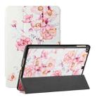 Silk Texture Colored Drawing Pattern Horizontal Flip Magnetic PU Leather Case with Three-folding Holder & Sleep / Wake-up Function For iPad 9.7 (2018/2017)(Camellia) - 1