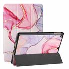 Silk Texture Colored Drawing Pattern Horizontal Flip Magnetic PU Leather Case with Three-folding Holder & Sleep / Wake-up Function For iPad 9.7 (2018/2017)(Pink Marble) - 1