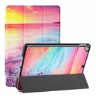 For iPad 10.2 (2021/2020/2019) Silk Texture Colored Drawing Pattern Horizontal Flip Magnetic PU Leather Case with Three-folding Holder & Sleep / Wake-up Function(Seaside) - 1