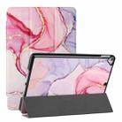Silk Texture Colored Drawing Pattern Horizontal Flip Magnetic PU Leather Case with Three-folding Holder & Sleep / Wake-up Function For iPad 10.2 (2021/2020/2019)(Pink Marble) - 1
