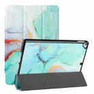 Silk Texture Colored Drawing Pattern Horizontal Flip Magnetic PU Leather Case with Three-folding Holder & Sleep / Wake-up Function For iPad 10.2 (2021/2020/2019)(Green Marble) - 1