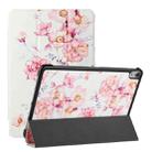 Silk Texture Colored Drawing Pattern Horizontal Flip Magnetic PU Leather Case with Three-folding Holder & Sleep / Wake-up Function ForiPad Air 2022 / 2020 10.9(Camellia) - 1