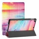 Silk Texture Colored Drawing Pattern Horizontal Flip Magnetic PU Leather Case with Three-folding Holder & Sleep / Wake-up Function For iPad mini 4 / mini (2019)(Seaside) - 1