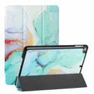 Silk Texture Colored Drawing Pattern Horizontal Flip Magnetic PU Leather Case with Three-folding Holder & Sleep / Wake-up Function For iPad mini 4 / mini (2019)(Green Marble) - 1