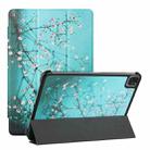 Silk Texture Colored Drawing Pattern Horizontal Flip Magnetic PU Leather Tablet Case with Three-folding Holder & Sleep / Wake-up Function For iPad Pro 11 (2018/2020/2021)(Plum Blossom) - 1