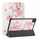 Silk Texture Colored Drawing Pattern Horizontal Flip Magnetic PU Leather Tablet Case with Three-folding Holder & Sleep / Wake-up Function For iPad Pro 11 (2018/2020/2021)(Camellia) - 1