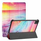 Silk Texture Colored Drawing Pattern Horizontal Flip Magnetic PU Leather Tablet Case with Three-folding Holder & Sleep / Wake-up Function For iPad Pro 11 (2018/2020/2021)(Seaside) - 1