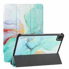 Silk Texture Colored Drawing Pattern Horizontal Flip Magnetic PU Leather Tablet Case with Three-folding Holder & Sleep / Wake-up Function For iPad Pro 11 (2018/2020/2021)(Green Marble) - 1