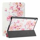 For Huawei MediaPad T5 Silk Texture Colored Drawing Pattern Horizontal Flip Magnetic PU Leather Case with Three-folding Holder (Camellia) - 1