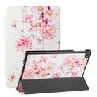 For Huawei MatePad T 10s Silk Texture Colored Drawing Pattern Horizontal Flip Magnetic PU Leather Case with Three-folding Holder (Camellia) - 1