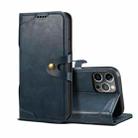 For iPhone 13 Calf Texture Buckle Horizontal Flip Leather Case with Holder & Card Slots & Wallet(Blue) - 1