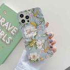 IMD Pattern TPU Case with Card Slot For iPhone 11(Green Background Flowers) - 1