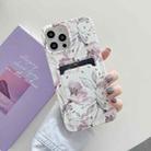 For iPhone 11 Pro Max IMD Pattern TPU Case with Card Slot (Pink Retro Flowers) - 1