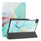 For Lenovo Tab M10(2nd) Silk Texture Colored Drawing Pattern Horizontal Flip Magnetic PU Leather Case with Three-folding Holder & Sleep / Wake-up Function(Green Marble) - 1