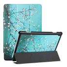 For Lenovo Tab M10 Silk Texture Colored Drawing Pattern Horizontal Flip Magnetic PU Leather Case with Three-folding Holder (Plum Blossom) - 1