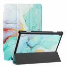 For Lenovo Tab M10 Silk Texture Colored Drawing Pattern Horizontal Flip Magnetic PU Leather Case with Three-folding Holder (Green Marble) - 1