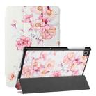 For Lenovo Tab M10 FHD Plus(2nd) Silk Texture Colored Drawing Pattern Horizontal Flip Magnetic PU Leather Case with Three-folding Holder (Camellia) - 1