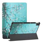 For Lenovo Tab P11 Silk Texture Colored Drawing Pattern Horizontal Flip Magnetic PU Leather Case with Three-folding Holder & Sleep / Wake-up Function(Plum Blossom) - 1