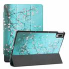 For Lenovo Tab P11 Pro Silk Texture Colored Drawing Pattern Horizontal Flip Magnetic PU Leather Case with Three-folding Holder & Sleep / Wake-up Function(Plum Blossom) - 1