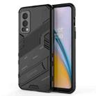 For OnePlus Nord 2 5G Punk Armor 2 in 1 PC + TPU Shockproof Case with Invisible Holder(Black) - 1
