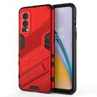 For OnePlus Nord 2 5G Punk Armor 2 in 1 PC + TPU Shockproof Case with Invisible Holder(Red) - 1