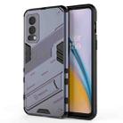 For OnePlus Nord 2 5G Punk Armor 2 in 1 PC + TPU Shockproof Case with Invisible Holder(Grey) - 1