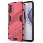 For Honor X20 SE Punk Armor 2 in 1 PC + TPU Shockproof Case with Invisible Holder(Light Red) - 1