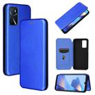 For OPPO A16 Carbon Fiber Texture Horizontal Flip TPU + PC + PU Leather Case with Card Slot(Blue) - 1