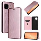 For Sharp Aquos Sense 6 Carbon Fiber Texture Horizontal Flip TPU + PC + PU Leather Case with Card Slot(Pink) - 1