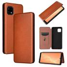 For Sharp Aquos Sense 6 Carbon Fiber Texture Horizontal Flip TPU + PC + PU Leather Case with Card Slot(Brown) - 1