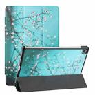 For Samsung Galaxy Tab S6 Lite(SM-P610/T615) Silk Texture Colored Drawing Pattern Horizontal Flip Magnetic PU Leather Case with Three-folding Holder & Sleep / Wake-up Function(Plum Blossom) - 1