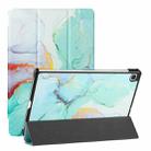 For Samsung Galaxy Tab S6 Lite(SM-P610/T615) Silk Texture Colored Drawing Pattern Horizontal Flip Magnetic PU Leather Case with Three-folding Holder & Sleep / Wake-up Function(Green Marble) - 1