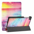 For Samsung Galaxy Tab A7 Lite T220/T225 Silk Texture Colored Drawing Pattern Horizontal Flip Magnetic PU Leather Case with Three-folding Holder (Seaside) - 1