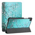 For Samsung Galaxy Tab A7(2020) / T500 / T505 Silk Texture Colored Drawing Pattern Horizontal Flip Magnetic PU Leather Case with Three-folding Holder & Sleep / Wake-up Function(Plum Blossom) - 1