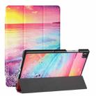 For Samsung Galaxy Tab A7(2020) / T500 / T505 Silk Texture Colored Drawing Pattern Horizontal Flip Magnetic PU Leather Case with Three-folding Holder & Sleep / Wake-up Function(Seaside) - 1