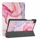 For Samsung Galaxy Tab A7(2020) / T500 / T505 Silk Texture Colored Drawing Pattern Horizontal Flip Magnetic PU Leather Case with Three-folding Holder & Sleep / Wake-up Function(Pink Marble) - 1