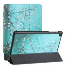 For Samsung Galaxy Tab A 10.1(2019)/T510 Silk Texture Colored Drawing Pattern Horizontal Flip Magnetic PU Leather Case with Three-folding Holder (Plum Blossom) - 1