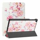 For Samsung Galaxy Tab A 10.1(2019)/T510 Silk Texture Colored Drawing Pattern Horizontal Flip Magnetic PU Leather Case with Three-folding Holder (Camellia) - 1