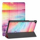For Samsung Galaxy Tab A 10.1(2019)/T510 Silk Texture Colored Drawing Pattern Horizontal Flip Magnetic PU Leather Case with Three-folding Holder (Seaside) - 1