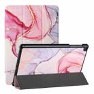 For Samsung Galaxy Tab A 10.1(2019)/T510 Silk Texture Colored Drawing Pattern Horizontal Flip Magnetic PU Leather Case with Three-folding Holder (Pink Marble) - 1